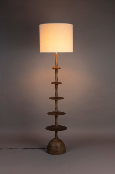 Krémová/v tmavoprírodnej farbe stojacia lampa s textilným tienidlom (výška 179 cm) Cath – Dutchbone