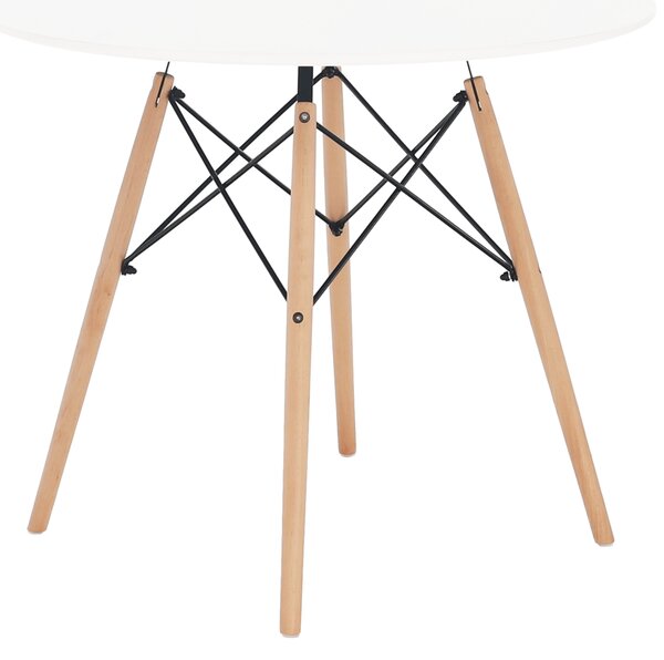 KONDELA Jedálenský stôl, biela/buk, priemer 90 cm, GAMIN 2 NEW 90