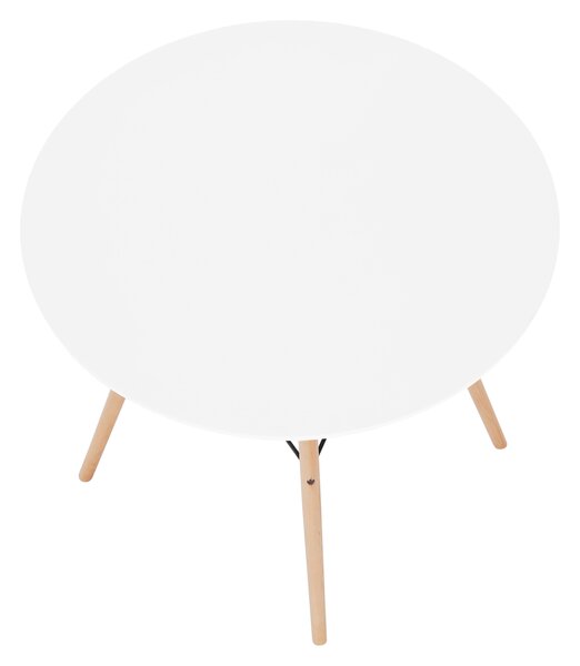 KONDELA Jedálenský stôl, biela/buk, priemer 90 cm, GAMIN 2 NEW 90