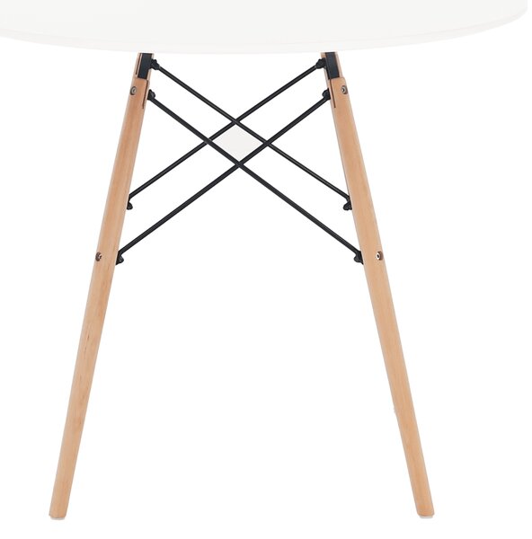 KONDELA Jedálenský stôl, biela/buk, priemer 90 cm, GAMIN 2 NEW 90