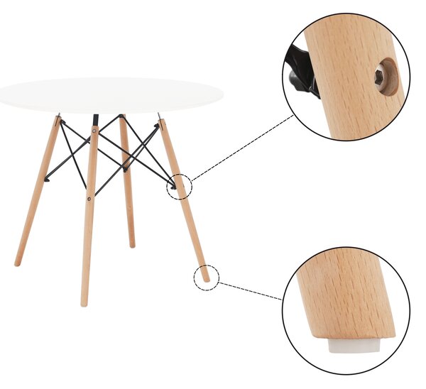 Kondela Jedálenský stôl, biela/buk, priemer 90 cm, GAMIN 2 NEW 90