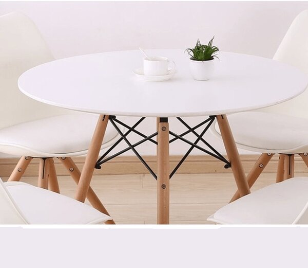 Kondela Jedálenský stôl, biela/buk, priemer 90 cm, GAMIN 2 NEW 90