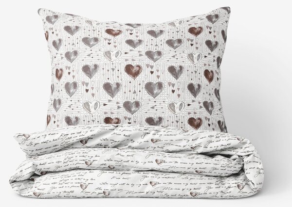 Goldea bavlnené posteľné obliečky - srdca a zamilované texty 140 x 200 a 70 x 90 cm
