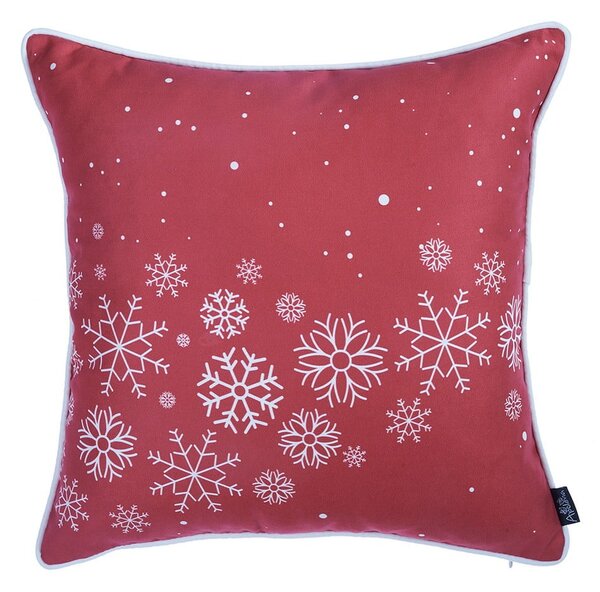 Červená obliečka na vankúš s vianočným motívom Mike & Co. NEW YORK Honey Snowflakes, 45 × 45 cm