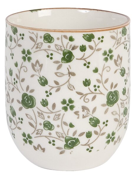 Kalíšok na čaj zelena kvietka - pr 6*8 cm / 0.1L - Clayre & Eef