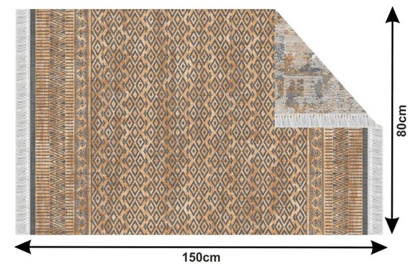 TEMPO Obojstranný koberec, vzor / hnedá, MADALA Rozmer: 80x150 cm