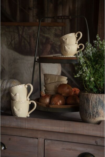 Béžový keramický hrnček s dekorom sliepočky - 13*9*10 cm - Clayre & Eef