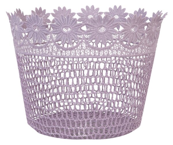 Fialkový háčkovaný košík - Ø 26*20 cm - Clayre & Eef