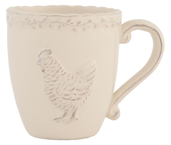 Béžový keramický hrnček s dekorom sliepočky - 13*9*10 cm - Clayre & Eef