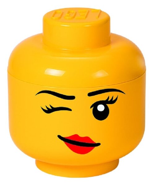 Žltý úložný box v tvare hlavy LEGO® Winky, ⌀ 16,3 cm