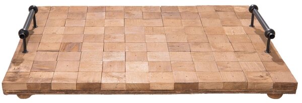 Drevený podnos s kovovými rukojet'mi - 49*36*8 cm - Clayre & Eef