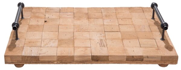 Drevený podnos s kovovými rukojet'mi - 40 * 28 * 8 cm - Clayre & Eef