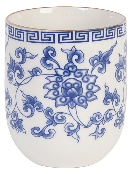 Pohárik na čaj modré kvety - Ø 6 * 8 cm / 0,1l - Clayre & Eef