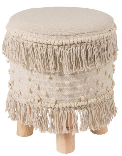 Stolička - podnožka Rond Ibiza Creme - Ø 35 * 40 cm - J-Line by Jolipa
