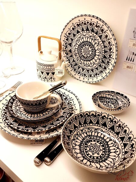 Šálka s tanierikom Mono Boho - 14 * 11 * 7cm - J-Line by Jolipa