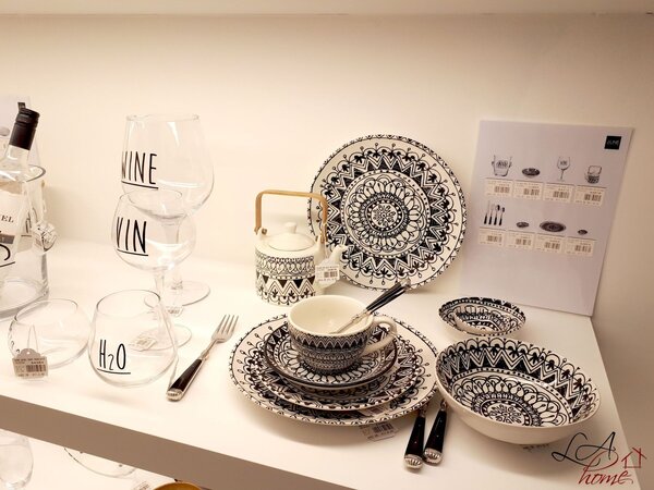 Šálka s tanierikom Mono Boho - 14 * 11 * 7cm - J-Line by Jolipa