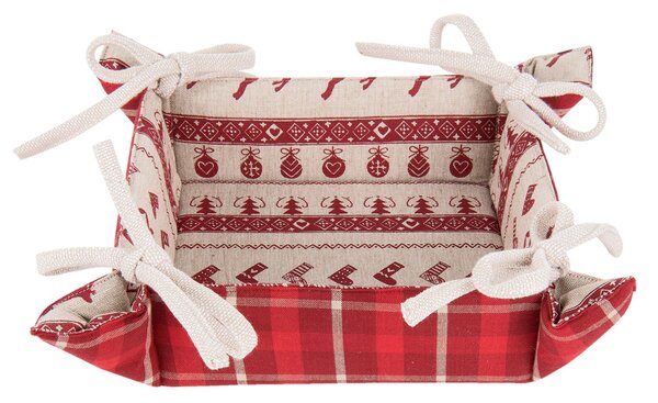 Textilné košíček na pečivo Nordic Christmas - 35 * 35 * 8 cm - Clayre & Eef