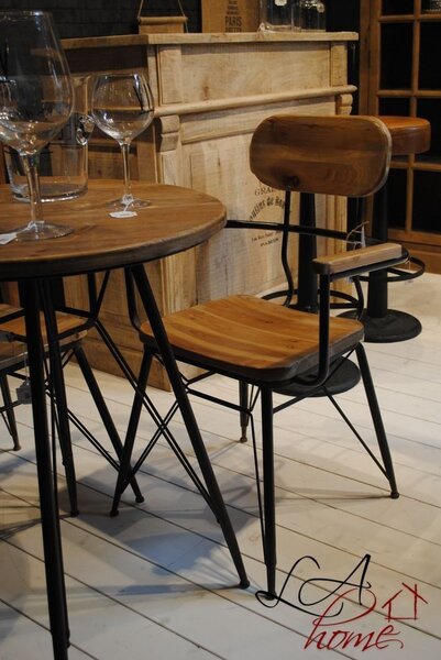 Kovová stolička s drevom BISTRO - 58 * 58 * 90cm - J-Line by Jolipa