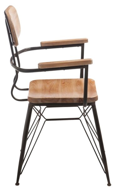 Kovová stolička s drevom BISTRO - 58 * 58 * 90cm - J-Line by Jolipa