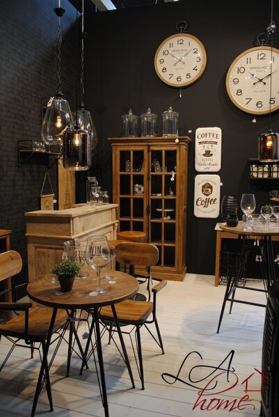 Kovová stolička s drevom BISTRO - 58 * 58 * 90cm - J-Line by Jolipa