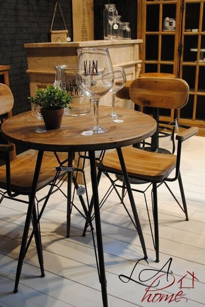 Kovová stolička s drevom BISTRO - 58 * 58 * 90cm - J-Line by Jolipa