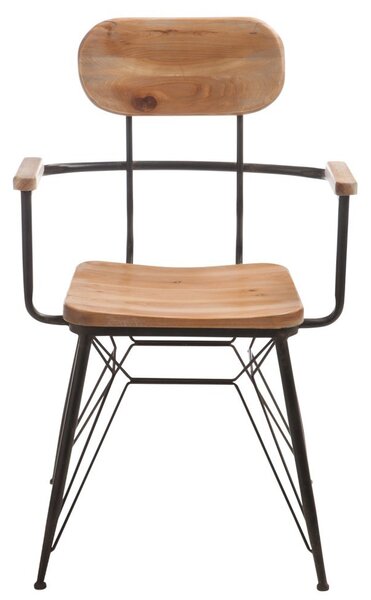 Kovová stolička s drevom BISTRO - 58 * 58 * 90cm - J-Line by Jolipa