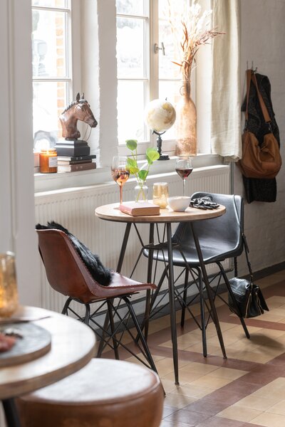 Drevený kovový stolík Bistro - Ø 64,5 * 75,5cm - J-Line by Jolipa