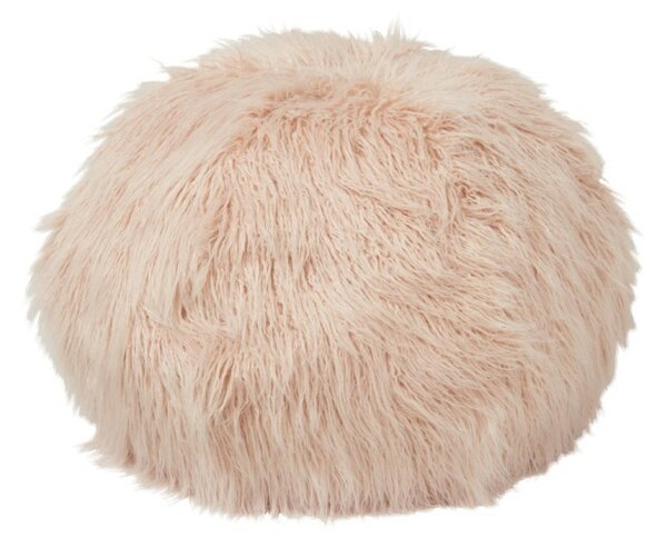 Ružový chlpatý pouf Yetti - Ø 55 * 55 cm - J-Line by Jolipa
