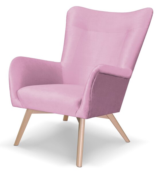 Dizajnové kreslo Keygo - drevené nohy Royal pink