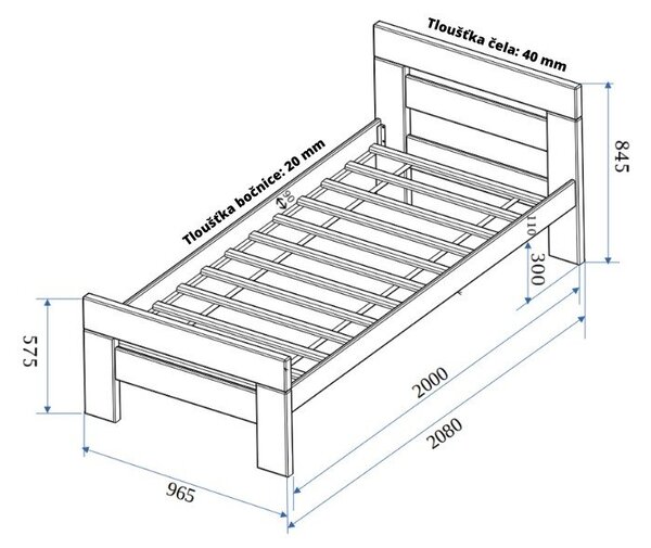 Jednolôžková posteľ z bukového dreva s roštom 90x200 cm v prírodnej farbe Fiorentino – B.E.S