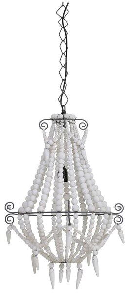 Závesné svetlo Lyna drevené biele koráliky - Ø42 * 56 cm - Light & Living