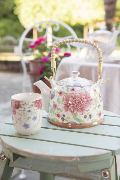 Kalíšok na čaj pivonky -pr 6*8 cm / 0.1L - Clayre & Eef