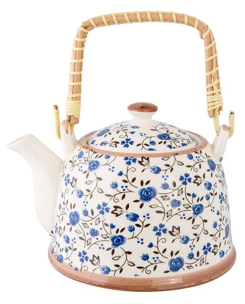 Kanvička so sitkom modré kvietky - Ø 18*14*12 cm / 0,7L - Clayre & Eef