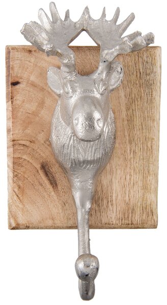 Strieborný háčik s hlavou Losa - 12 * 7 * 25 cm - Clayre & Eef