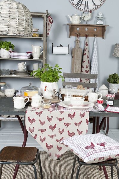 Obrus ​​na stôl Country Side Chicken nature - 100 * 100 cm - Clayre & Eef