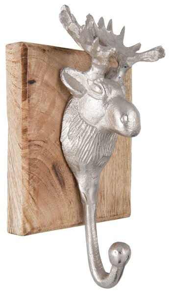 Strieborný háčik s hlavou Losa - 12 * 7 * 25 cm - Clayre & Eef