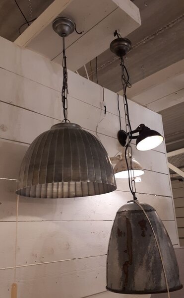 Kovové stropné svietidlo Industrial Zilver - Ø 45 * 42 cm E27 * 1 - Clayre & Eef