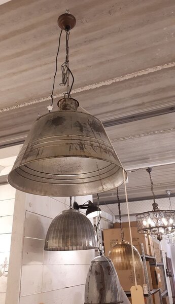 Kovové stropné svietidlo Industrial Zilver - Ø 45 * 42 cm E27 * 1 - Clayre & Eef