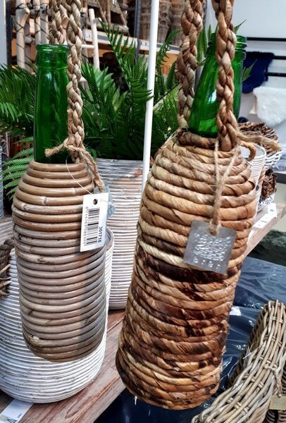 Sklenená zelená fľaša na zavesenie - Ø 8 * 29 cm - Ostatní