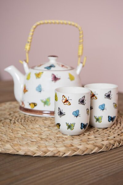 Kanvička so sitkom motýliky - Ø 14*14 cm / 0,7L - Clayre & Eef