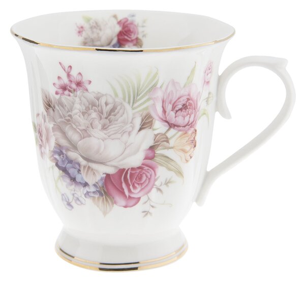 Porcelánový hrnček s kvetmi - Ø 12*9*10 cm - Clayre & Eef