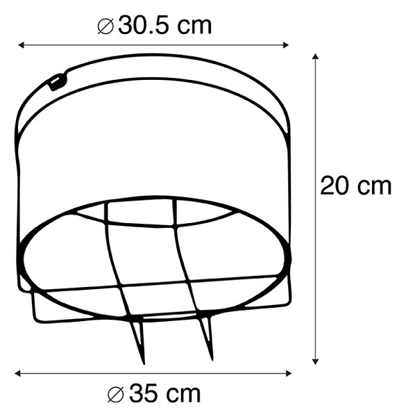 Priemyselné stropné svietidlo čierne so zlatom 35 cm - Barril