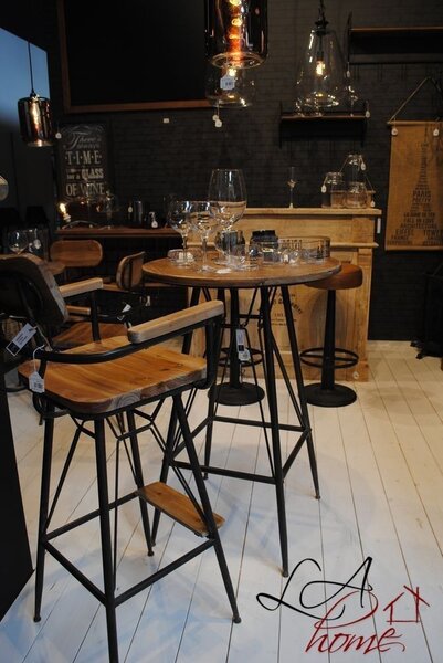 Kovová barová stolička s drevom BISTRO - 50 * 53 * 111cm - J-Line by Jolipa