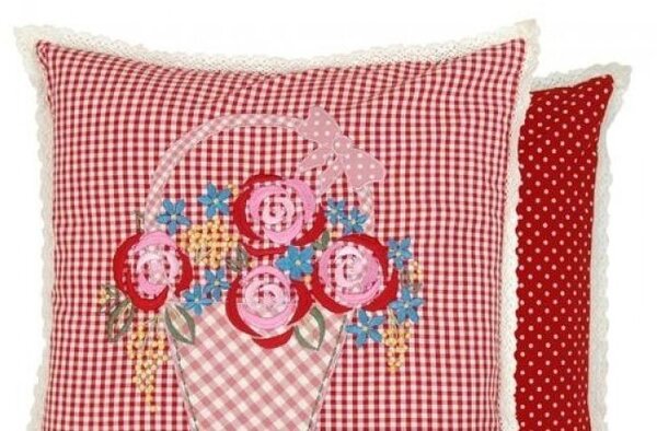 Povlak na vankúš Flower Basket red s výšivkou - 40 * 40cm - Clayre & Eef