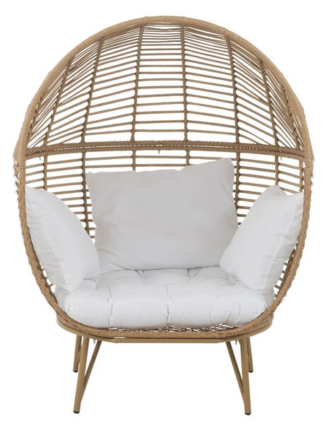 Béžové ratanové záhradné kreslo Lounge White Oval - 115*110*148 cm - J-Line by Jolipa