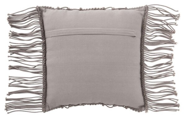 Vankúš macramé Taupe so strapcami - 45 * 45 cm - J-Line by Jolipa