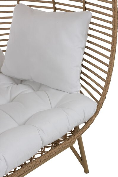 Béžové ratanové záhradné kreslo Lounge White Oval - 115*110*148 cm - J-Line by Jolipa