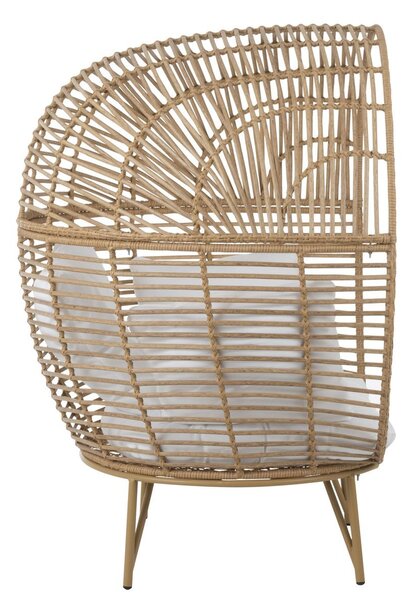 Béžové ratanové záhradné kreslo Lounge White Oval - 115*110*148 cm - J-Line by Jolipa