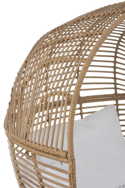 Béžové ratanové záhradné kreslo Lounge White Oval - 115*110*148 cm - J-Line by Jolipa