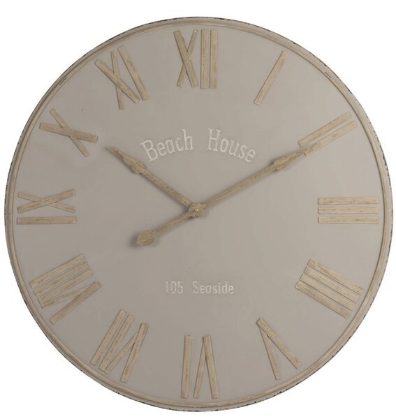 Béžové nástenné kovové hodiny Beach House - Ø92cm - J-Line by Jolipa